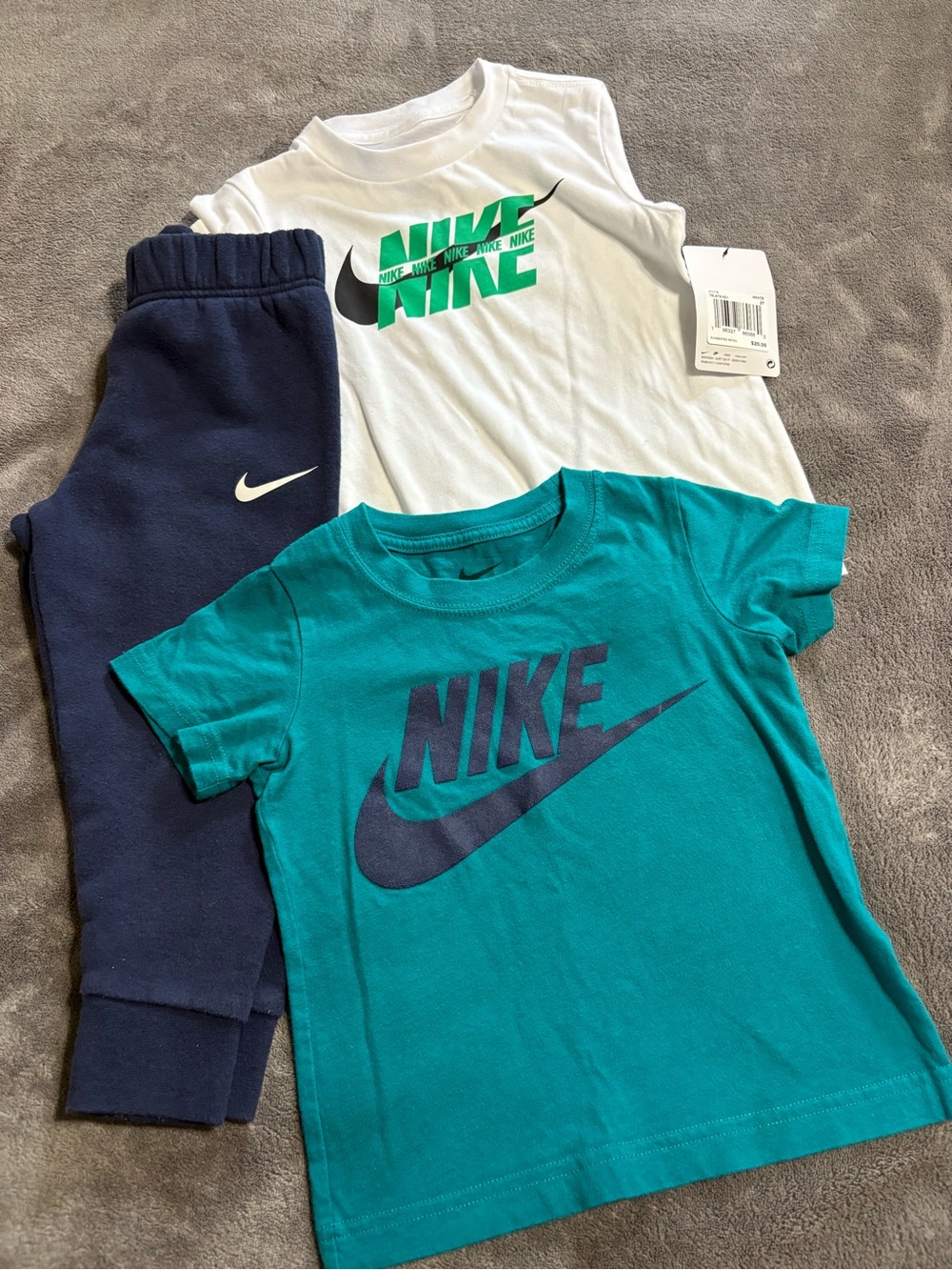 Nike Kids 3T Logo Tees and Navy Joggers Set